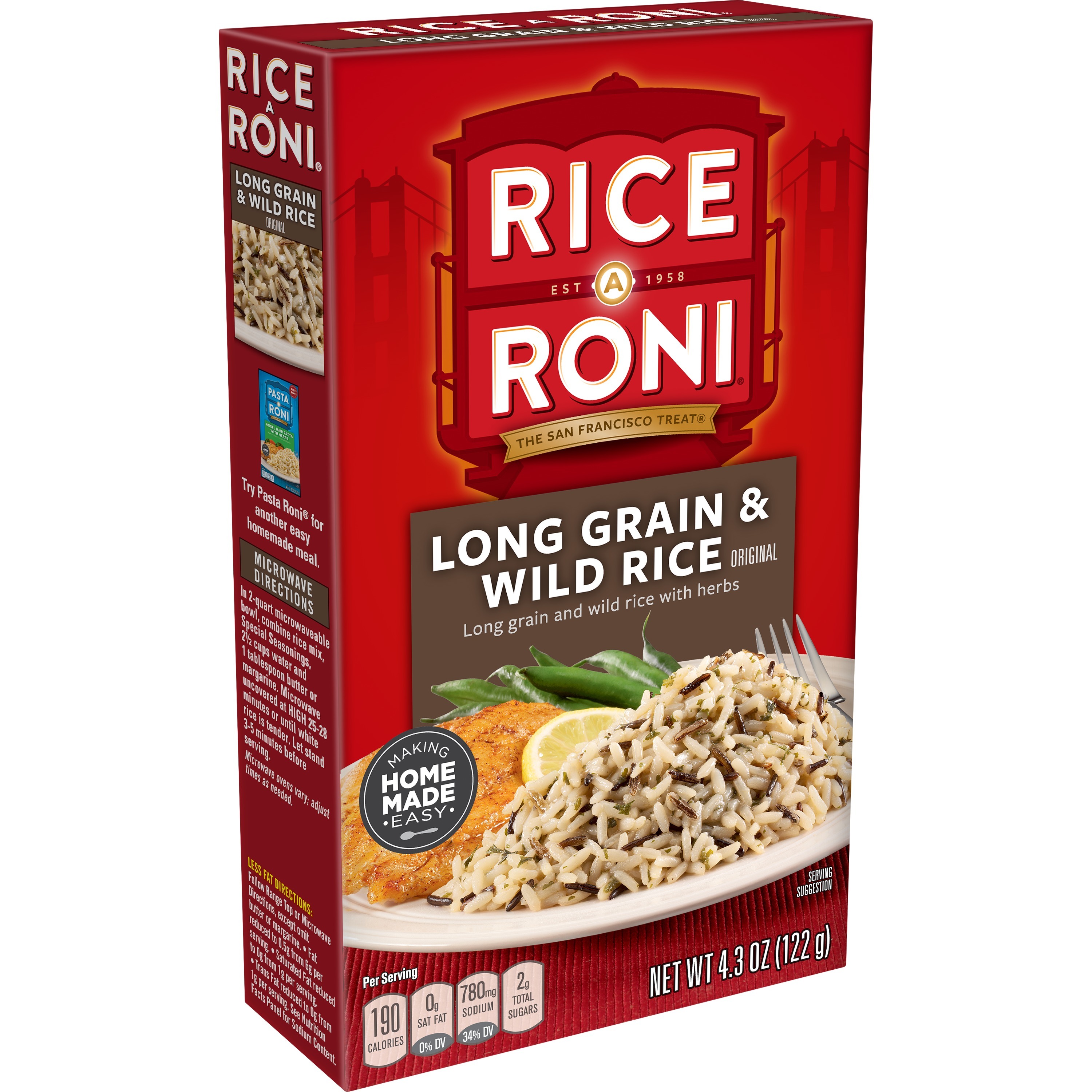 Rice-A-Roni Long Grain & Wild Rice Mix Packaged Meal, 4.3 oz Shelf-Stable Box thumbnail 2