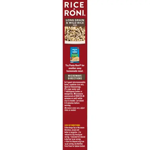 Rice-A-Roni Long Grain & Wild Rice Mix Packaged Meal, 4.3 oz Shelf-Stable Box thumbnail 4