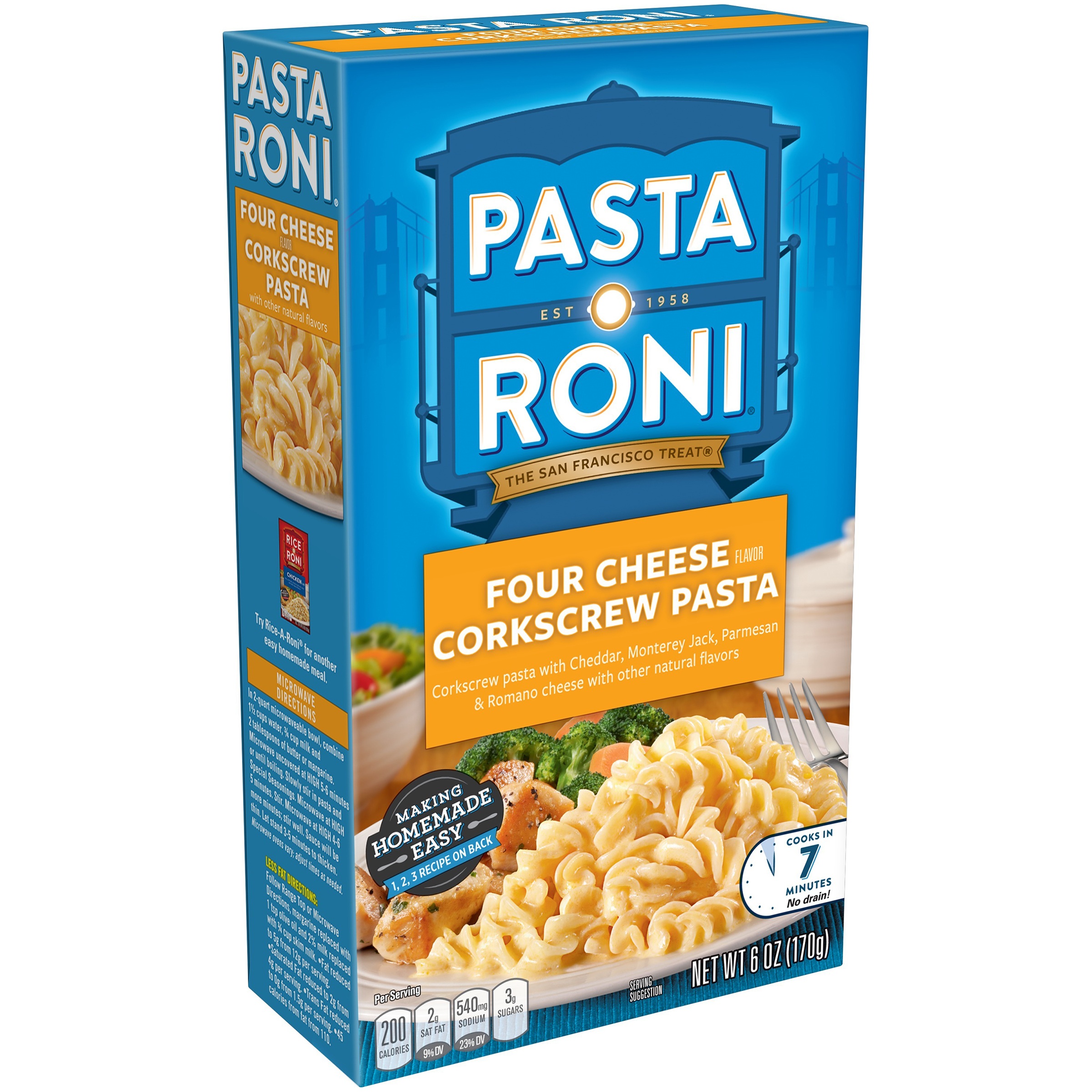 Pasta Roni Four Cheese Corkscrew Pasta, 6oz Box