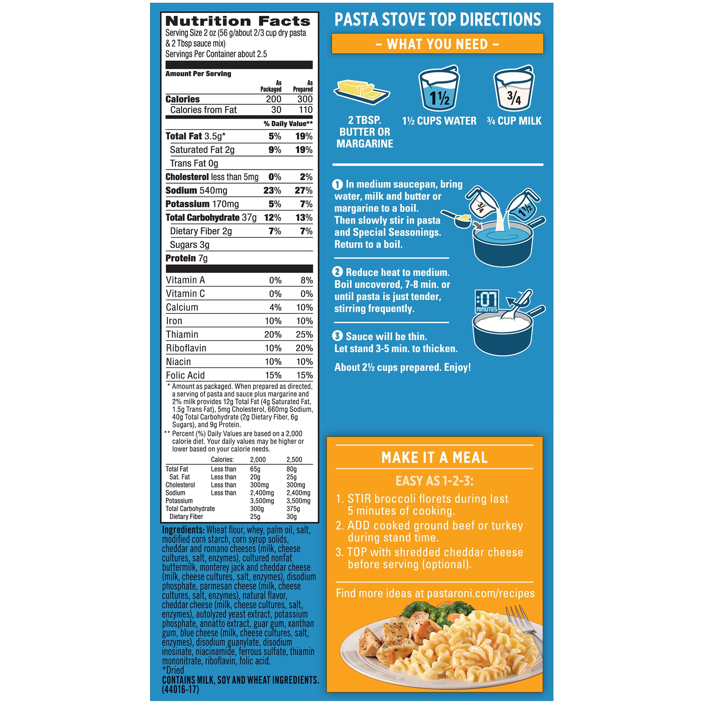 Pasta Roni Four Cheese Corkscrew Pasta, 6oz Box thumbnail 4