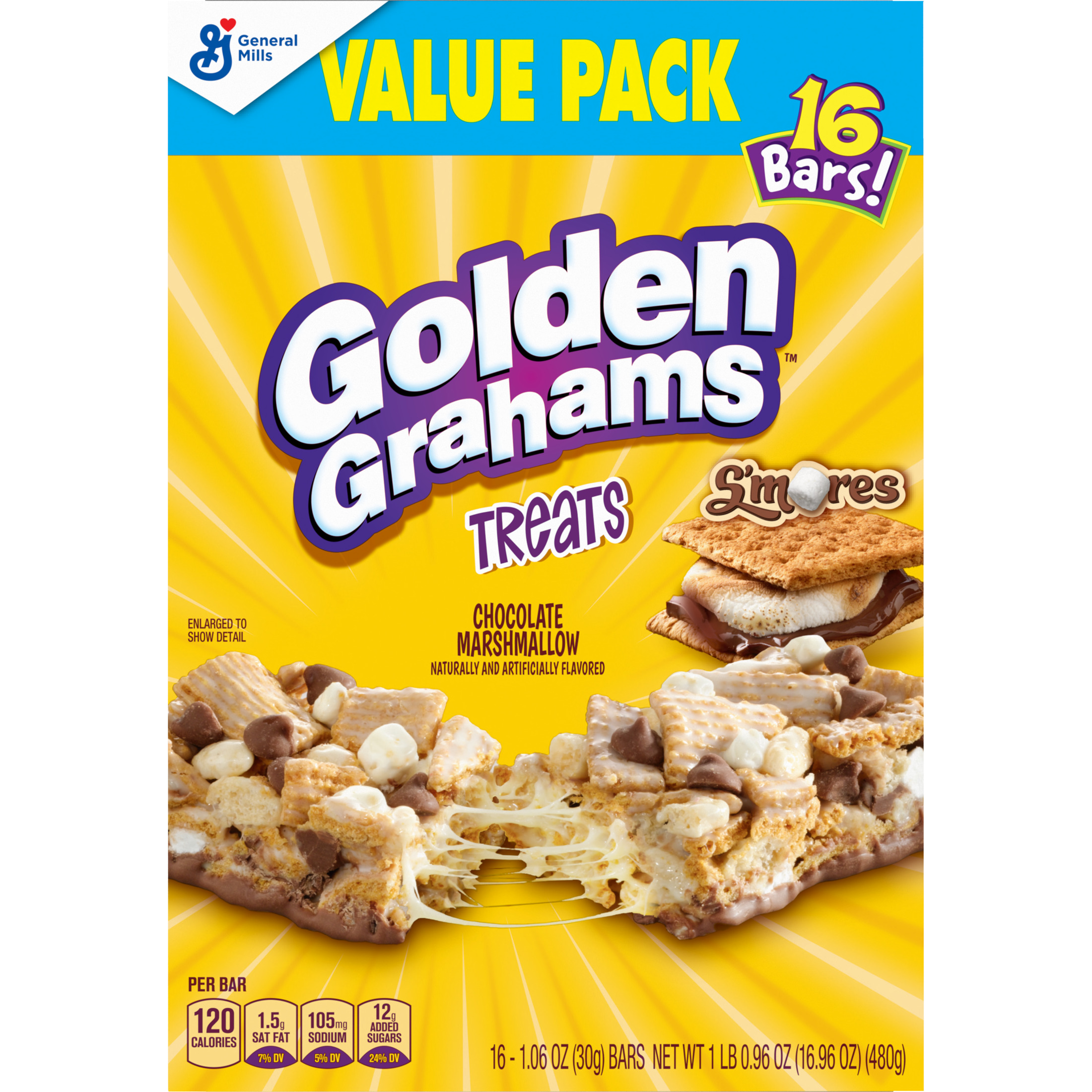 Golden Grahams Breakfast Cereal Treat Bars, S'mores, Snack Bars, 16 Ct thumbnail 4