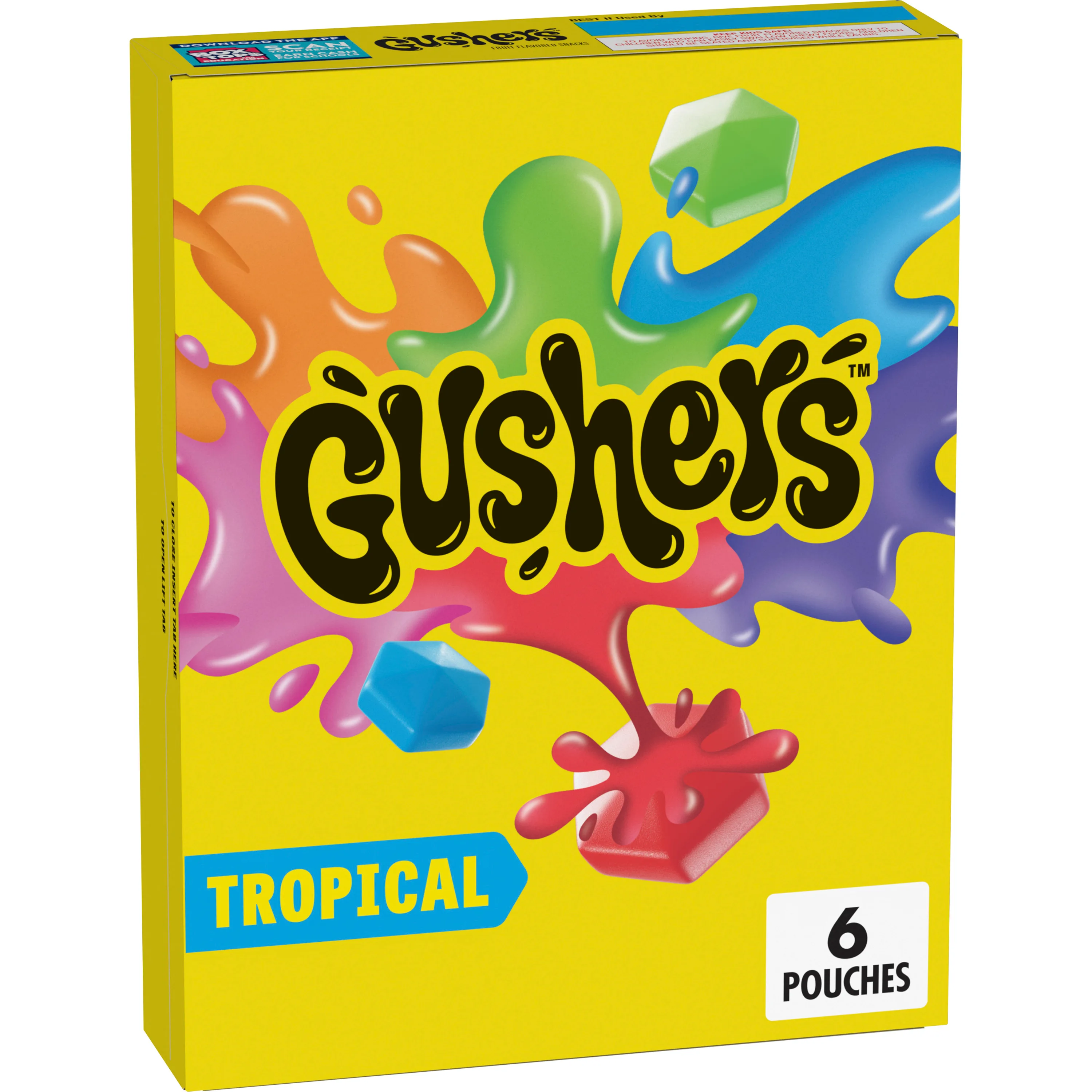 Gushers Fruit Flavored Snacks, Tropical Fruit Flavor, 6 Pouches, 4.8 oz