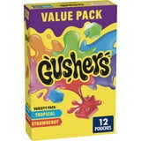 Gushers Fruit Flavored Snacks, Strawberry and Tropical Flavors, 12 ct
