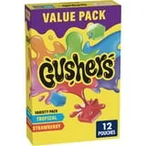 Gushers Fruit Flavored Snacks, Strawberry and Tropical Flavors, 12 ct