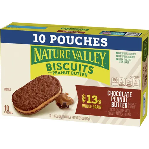 Nature Valley Biscuit Sandwiches, Chocolate Peanut Butter Value Pack, 10 Bars, 13.5 oz thumbnail 3