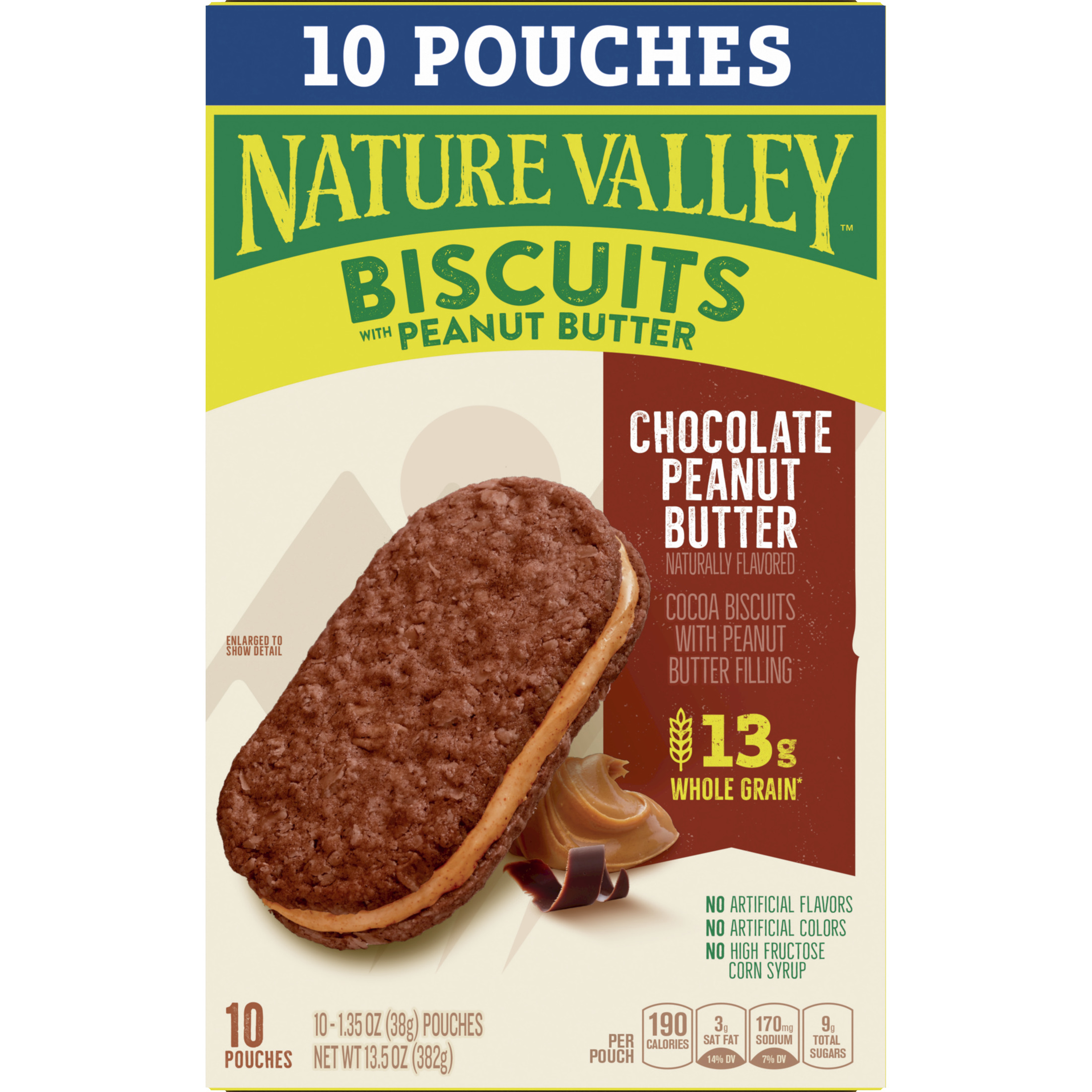 Nature Valley Biscuit Sandwiches, Chocolate Peanut Butter Value Pack, 10 Bars, 13.5 oz thumbnail 4