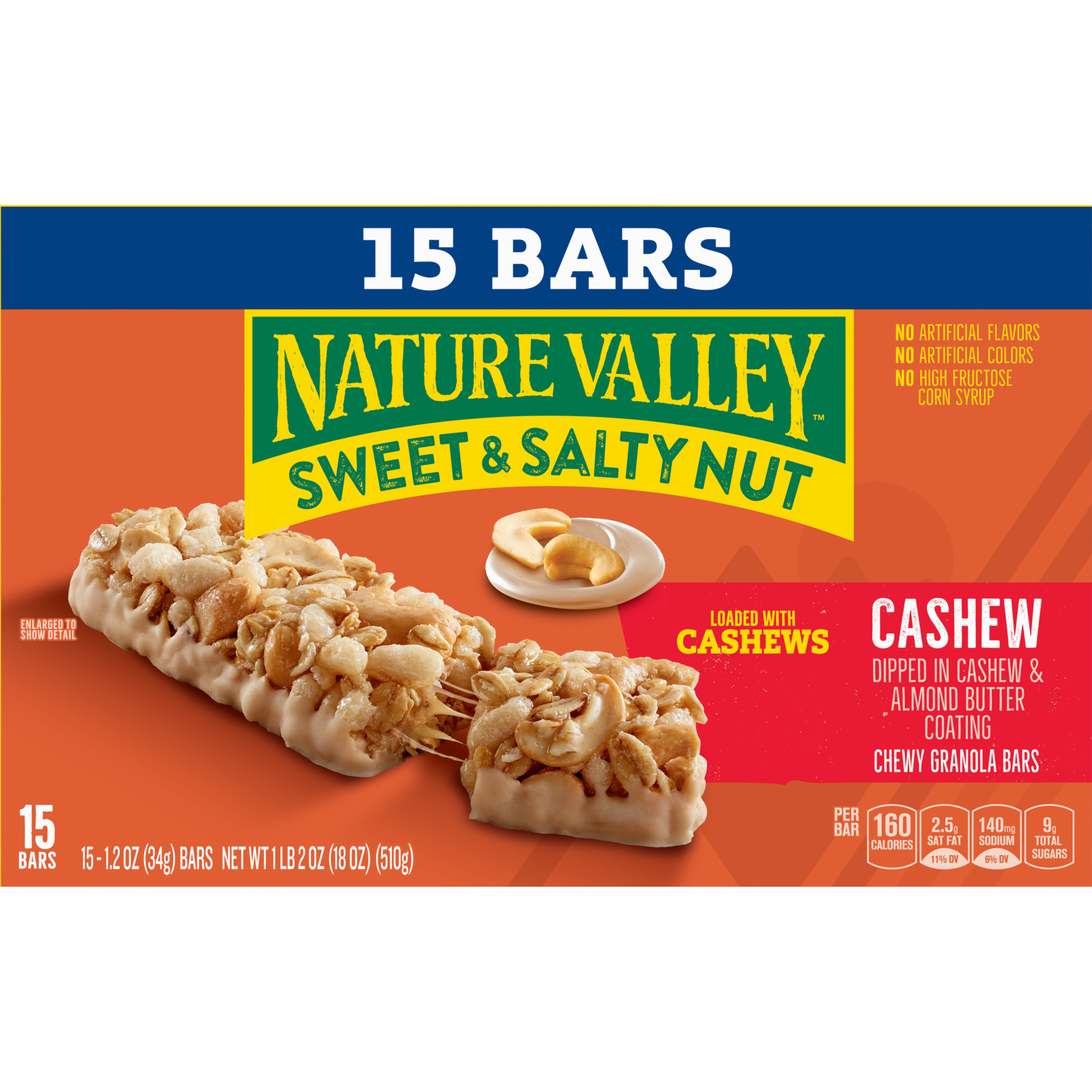 Nature Valley Granola Bars, Sweet and Salty Nut, Cashew, 15 Bars, 18 oz thumbnail 3