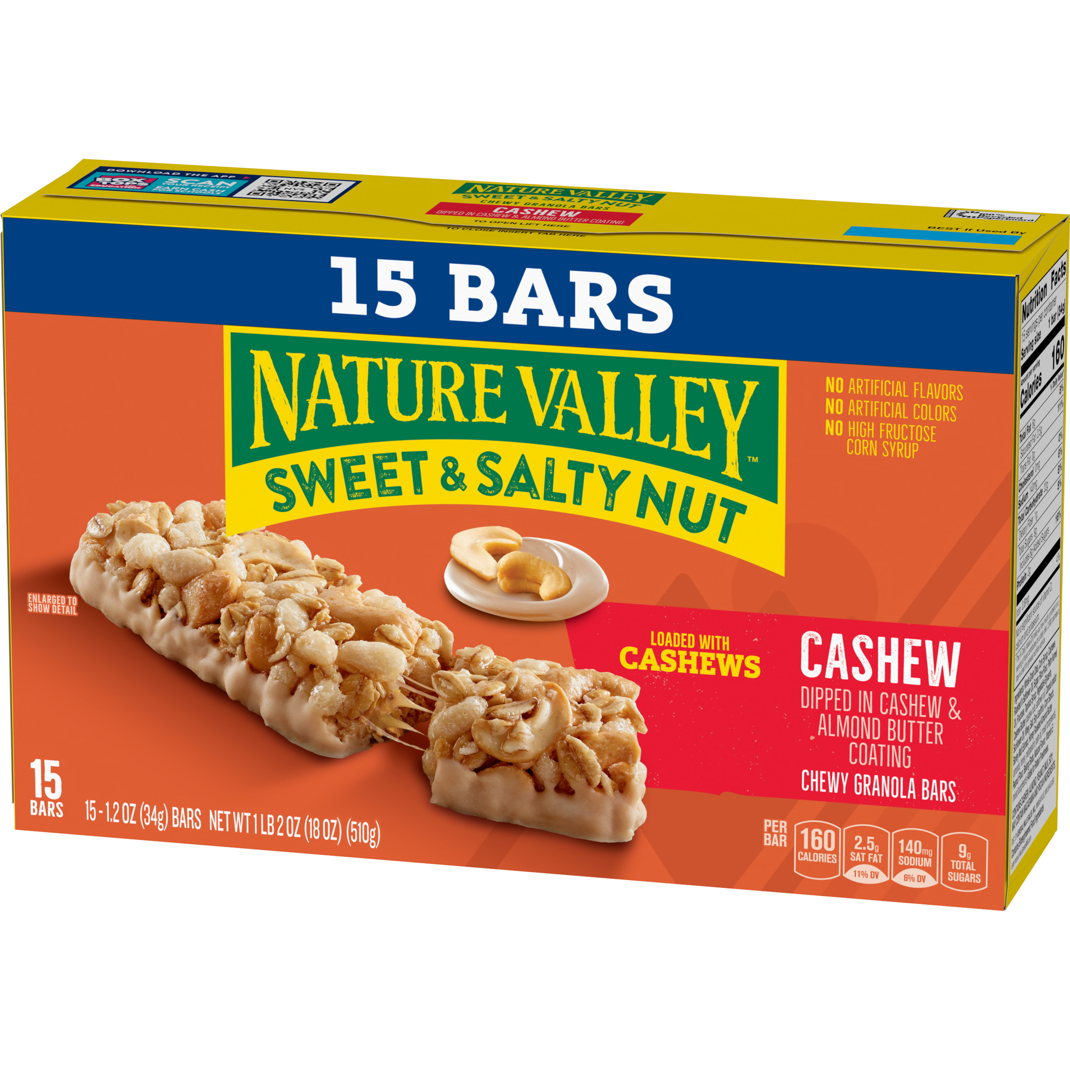 Nature Valley Granola Bars, Sweet and Salty Nut, Cashew, 15 Bars, 18 oz thumbnail 4