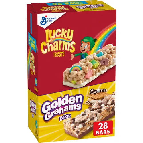 Golden Grahams Lucky Charms Breakfast Cereal Treat Bars Variety Pack, 28 Ct