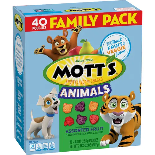 Mott's Fruit Flavored Snacks, Animals Assorted Fruit, Family Pack, 40 Ct, 32 oz thumbnail 2