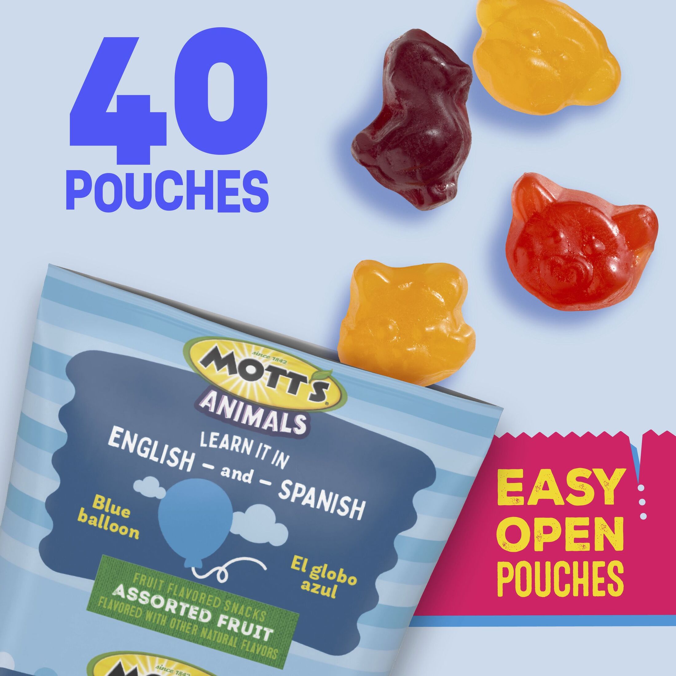 Mott's Fruit Flavored Snacks, Animals Assorted Fruit, Family Pack, 40 Ct, 32 oz thumbnail 3