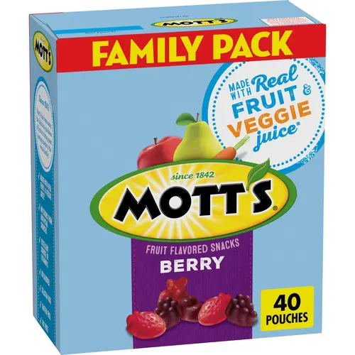 Mott's Fruit Flavored Snacks, Berry, Gluten Free Snack, Family Pack, 40 Ct, 32 oz