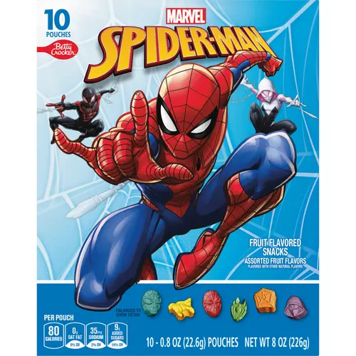Marvel Spiderman Fruit Flavored Snacks, Treat Pouches, Gluten Free Snack, 10 Ct, 8 oz thumbnail 2