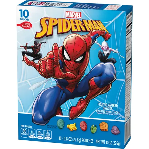 Marvel Spiderman Fruit Flavored Snacks, Treat Pouches, Gluten Free Snack, 10 Ct, 8 oz thumbnail 3