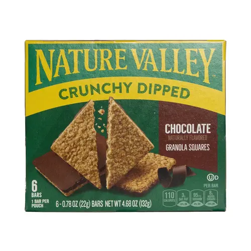 Nature Valley Crunchy Dipped Granola Square Snack Bars, 6 Count, 4.68oz, Shelf Stable, Cardboard Box