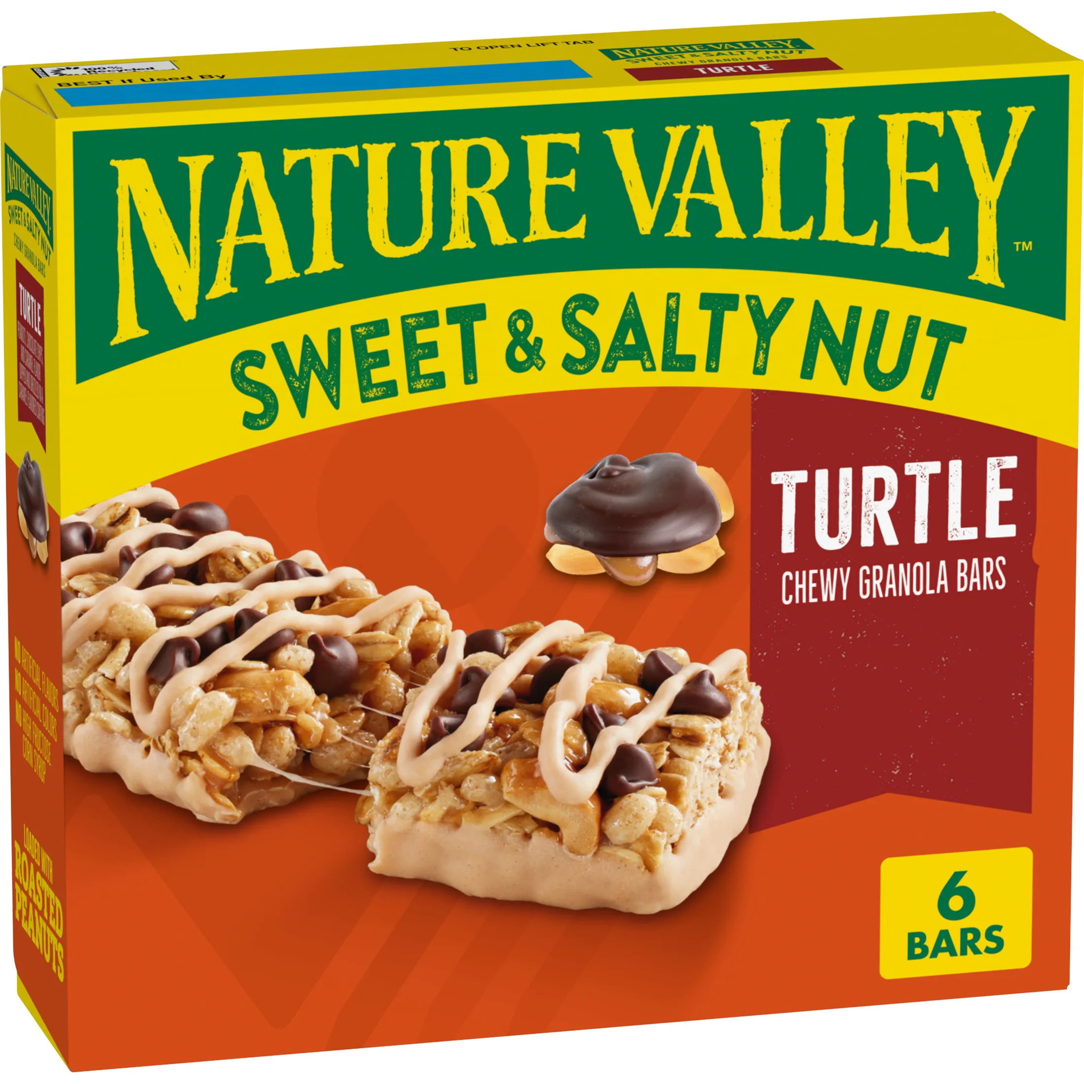 Nature Valley Granola Bars, Sweet and Salty Nut, Turtle, Chewy, 6 Ct, 7.2 oz