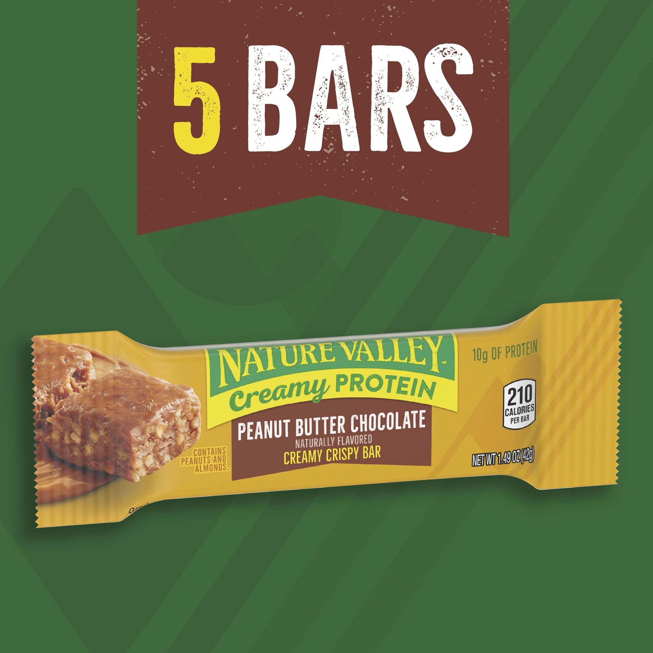 Nature Valley Creamy Protein Bars, Peanut Butter Chocolate, 10g Protein, 5 Bars, 7.45 oz thumbnail 3