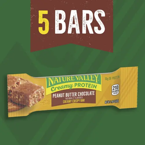 Nature Valley Creamy Protein Bars, Peanut Butter Chocolate, 10g Protein, 5 Bars, 7.45 oz thumbnail 3