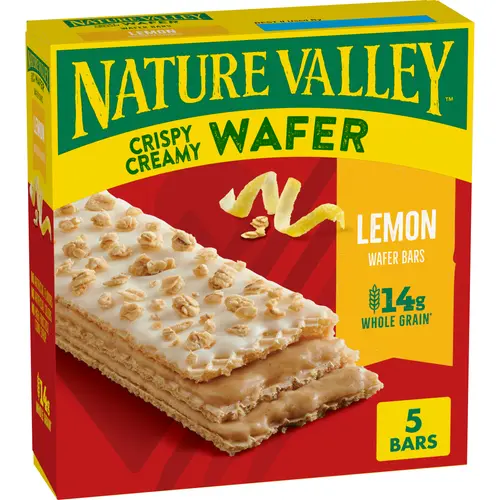Nature Valley Lemon Crispy Creamy Wafer Bars, Whole Grain, 5 Bars, 6.5 oz