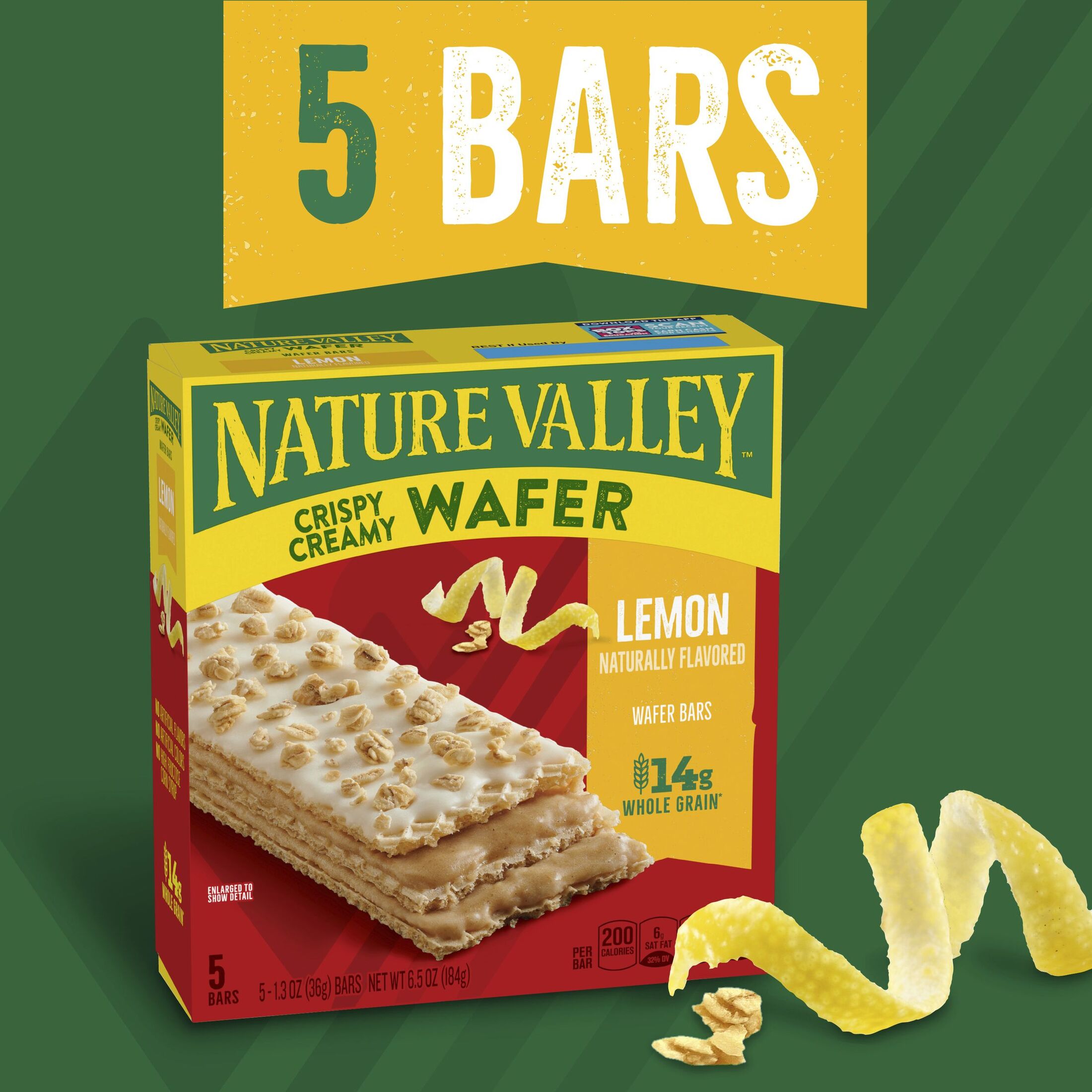Nature Valley Lemon Crispy Creamy Wafer Bars, Whole Grain, 5 Bars, 6.5 oz thumbnail 3