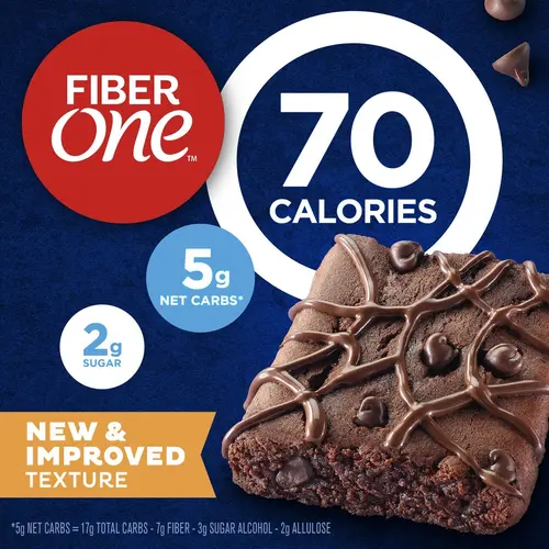 Fiber One 70 Calorie Brownies, Chocolate Fudge, Snack Bars, Mega Pack, 18 Bars, 16 oz thumbnail 2