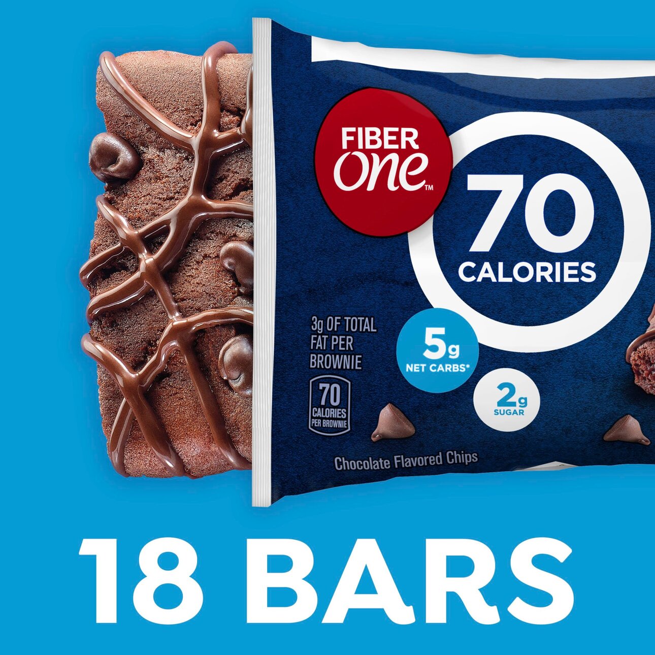 Fiber One 70 Calorie Brownies, Chocolate Fudge, Snack Bars, Mega Pack, 18 Bars, 16 oz thumbnail 3