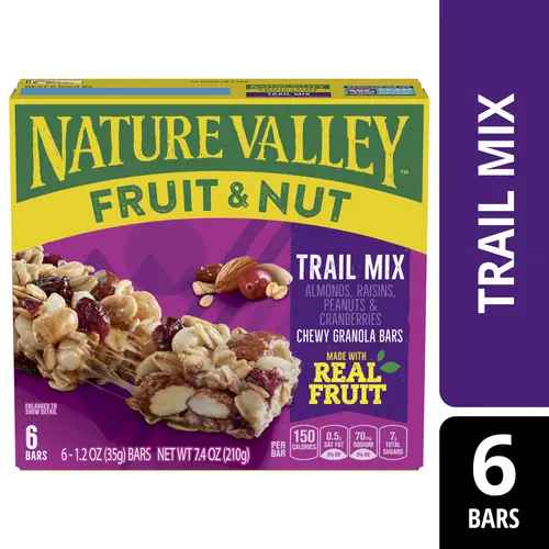 Nature Valley Chewy Fruit and Nut Granola Bars, Trail Mix, 6 Bars, 7.4 oz