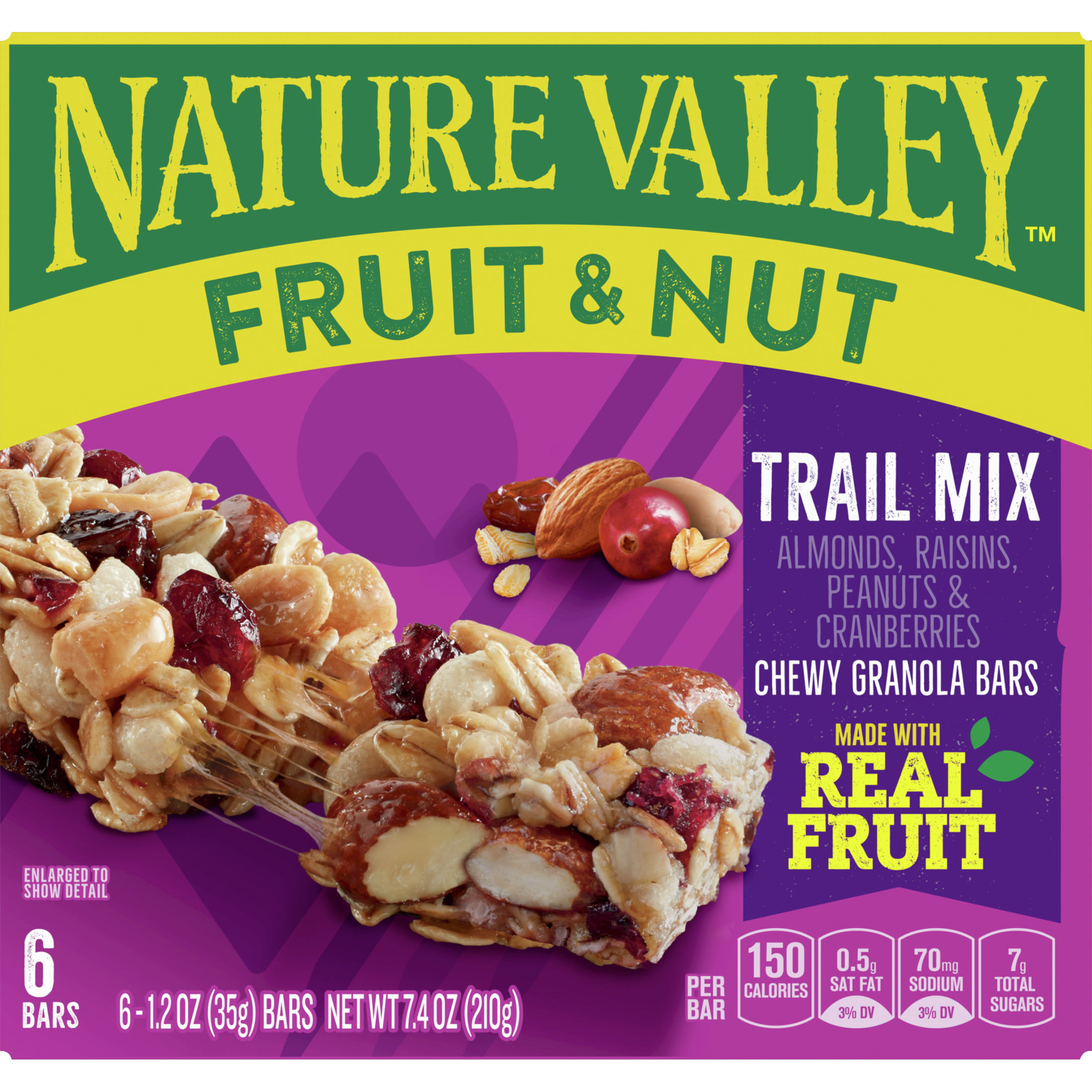 Nature Valley Chewy Fruit and Nut Granola Bars, Trail Mix, 6 Bars, 7.4 oz thumbnail 2