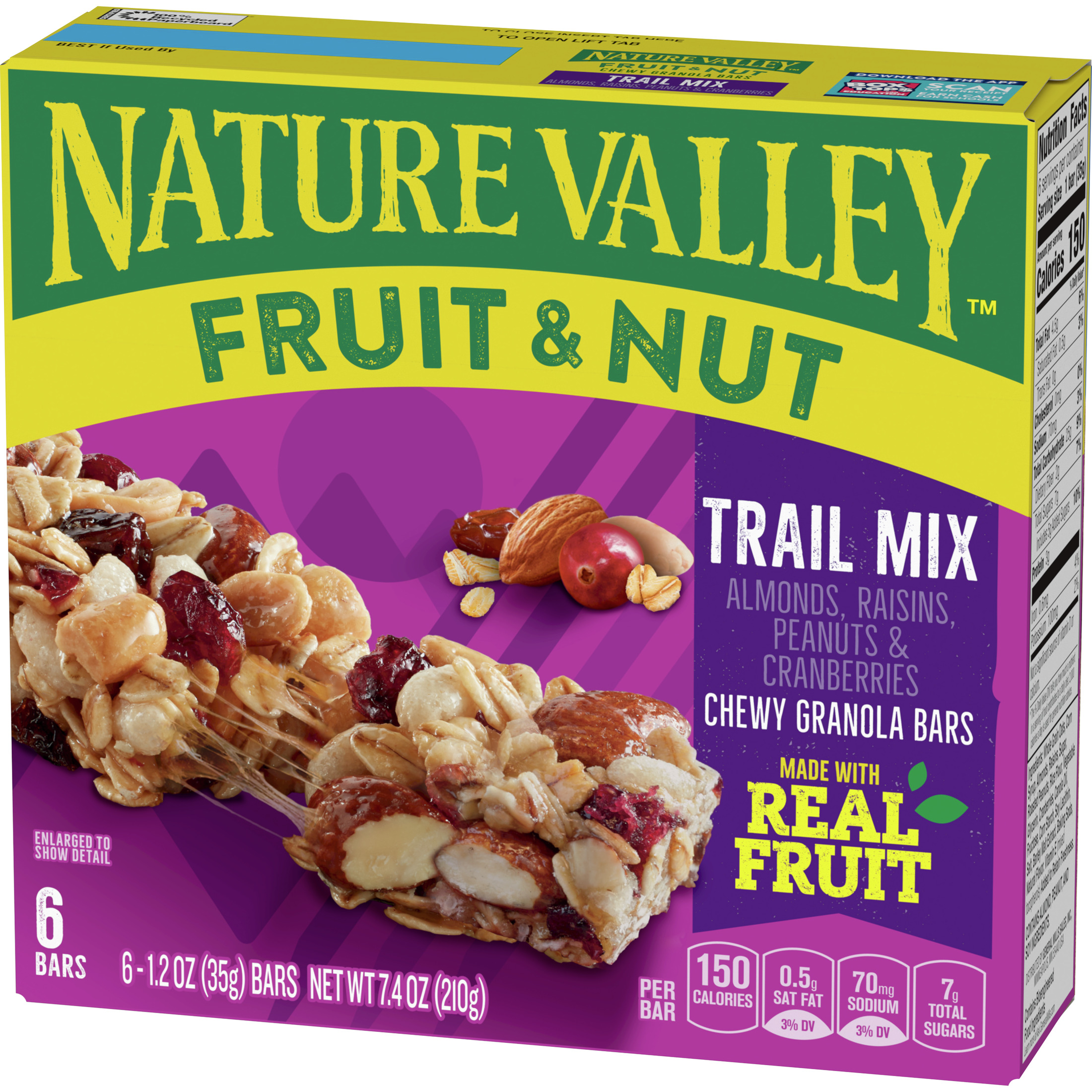 Nature Valley Chewy Fruit and Nut Granola Bars, Trail Mix, 6 Bars, 7.4 oz thumbnail 3