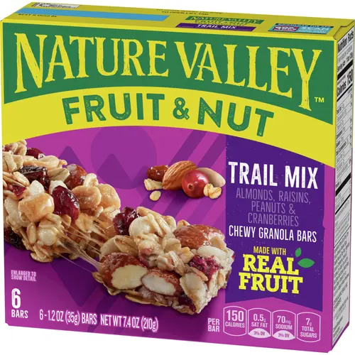 Nature Valley Chewy Fruit and Nut Granola Bars, Trail Mix, 6 Bars, 7.4 oz thumbnail 3