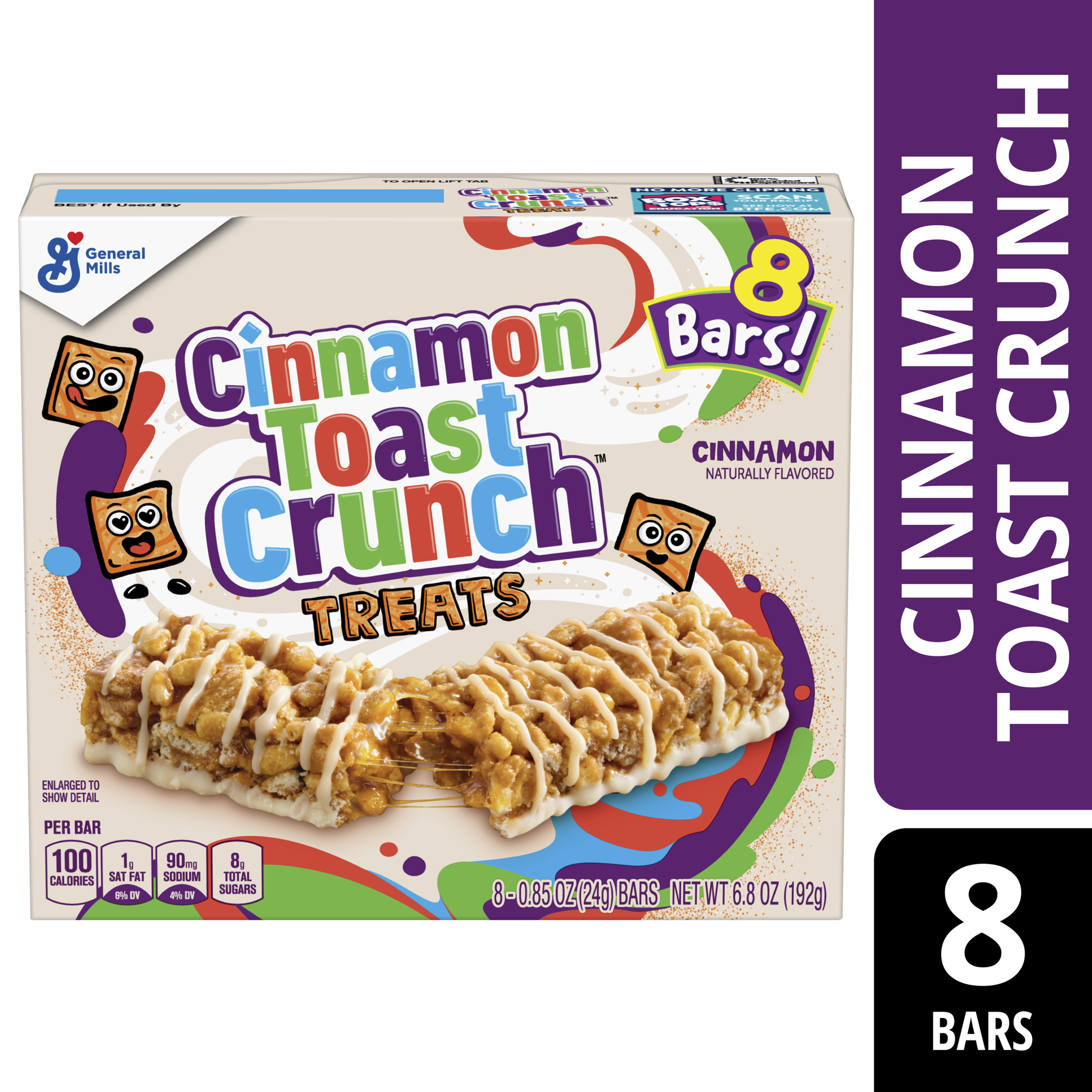 Cinnamon Toast Crunch Breakfast Cereal Treat Bars, Snack Bars, 8 Ct