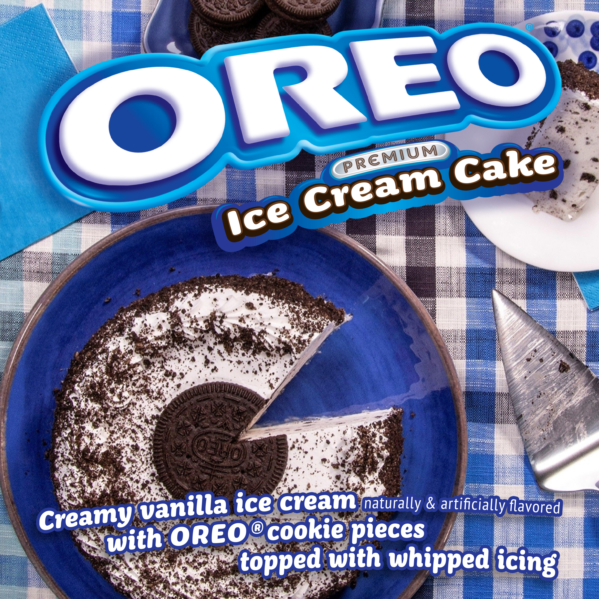Oreo Premium Ice Cream Cake Made with Oreo Cookies, Vanilla Ice Cream, 46floz, Frozen thumbnail 3