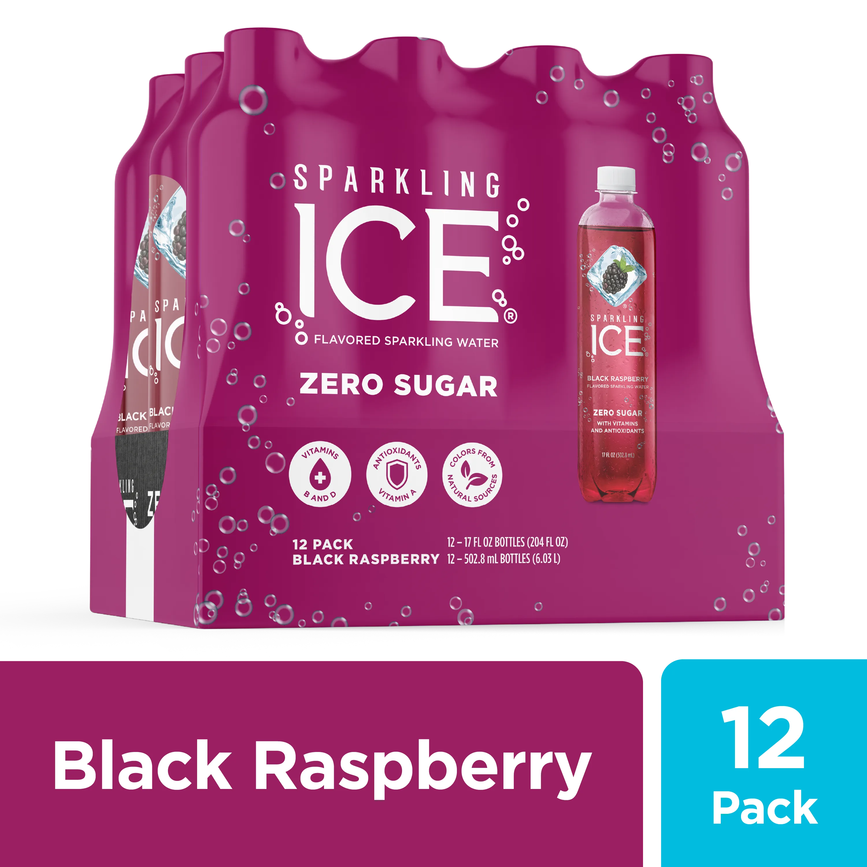 Sparkling IceÂ® Naturally Flavored Sparkling Water, Black Raspberry 17 Fl Oz, (Pack of 12)