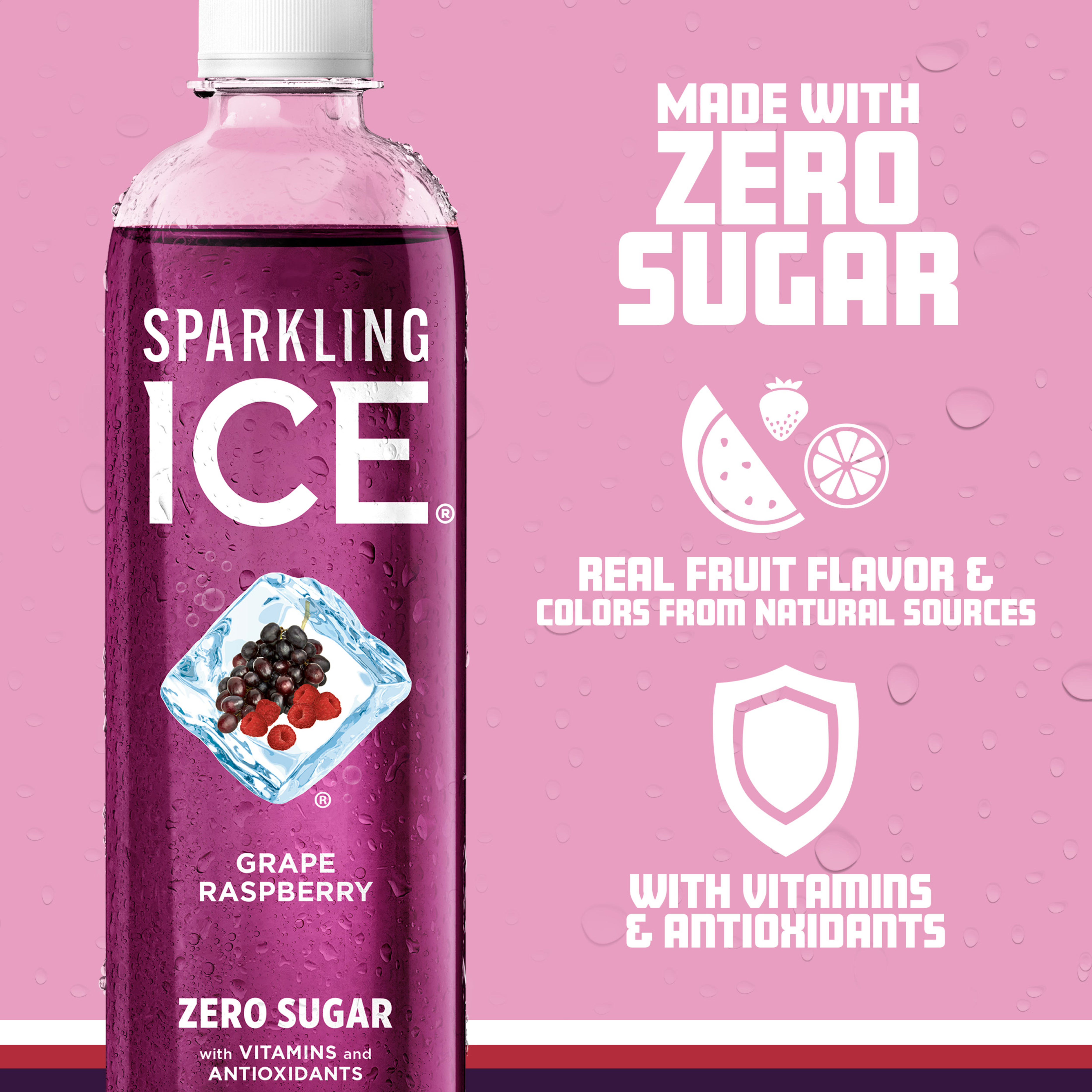 Sparkling IceÂ® Naturally Flavored Sparkling Water, Grape Raspberry 17 Fl Oz thumbnail 2