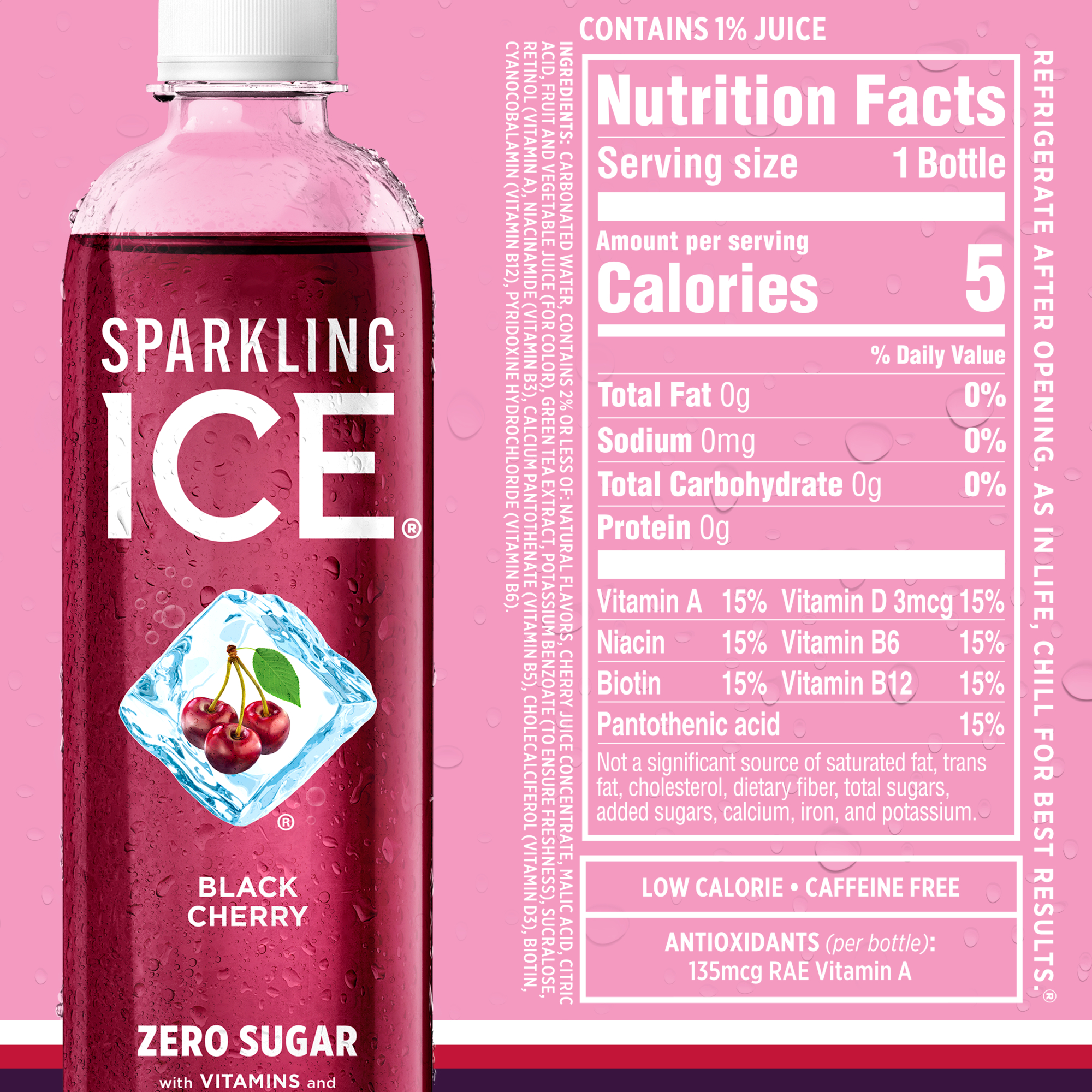 Sparkling Ice Pink Variety Pack, Flavored Sparkling Water, 17 fl oz, 12 count thumbnail 3