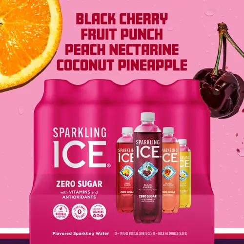 Sparkling Ice Pink Variety Pack, Flavored Sparkling Water, 17 fl oz, 12 count thumbnail 4