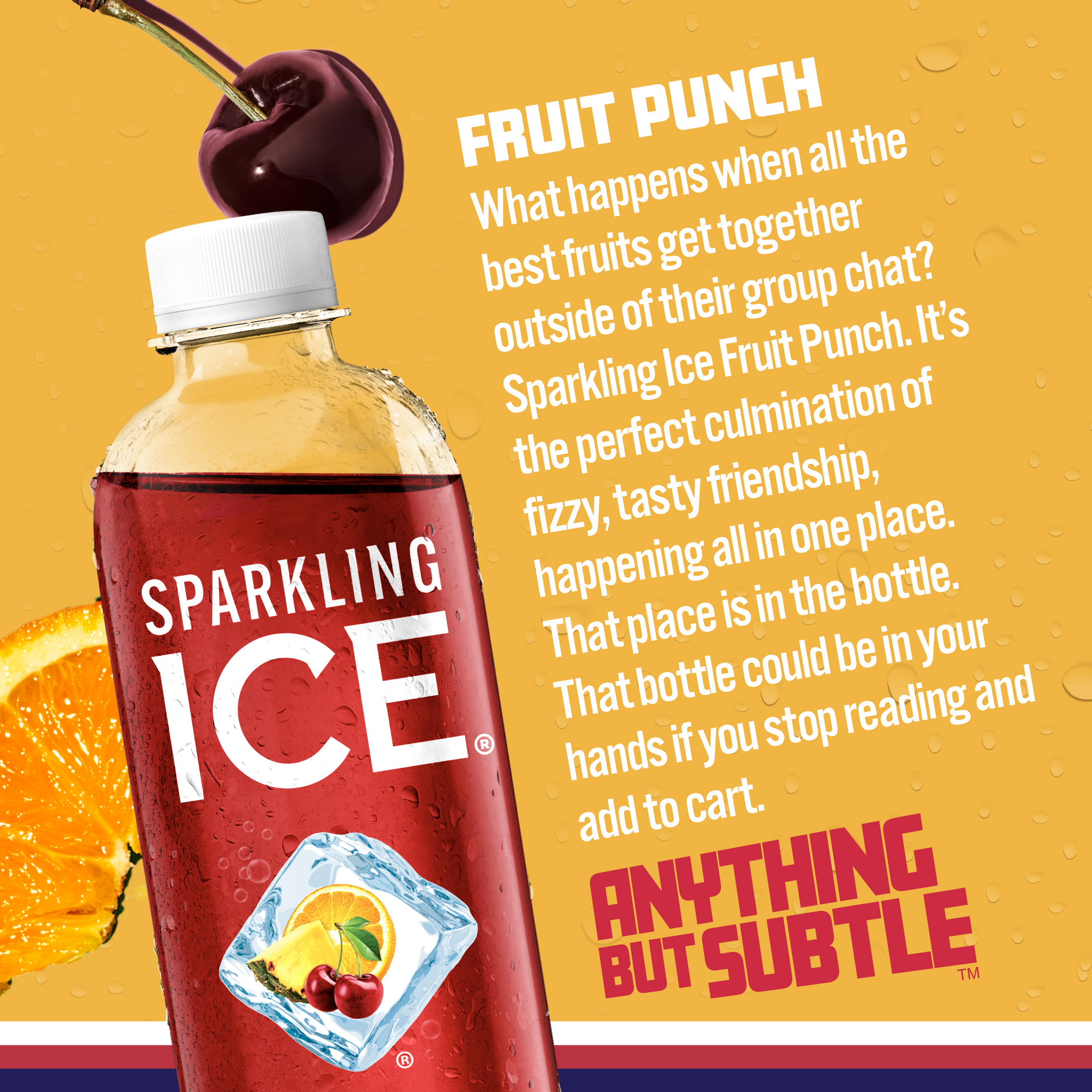 Sparkling Ice Zero Sugar Flavored Sparkling Water, Fruit Punch Sparkling Water, 17 fl oz Plastic Bottle, Allergens Not Contained thumbnail 2
