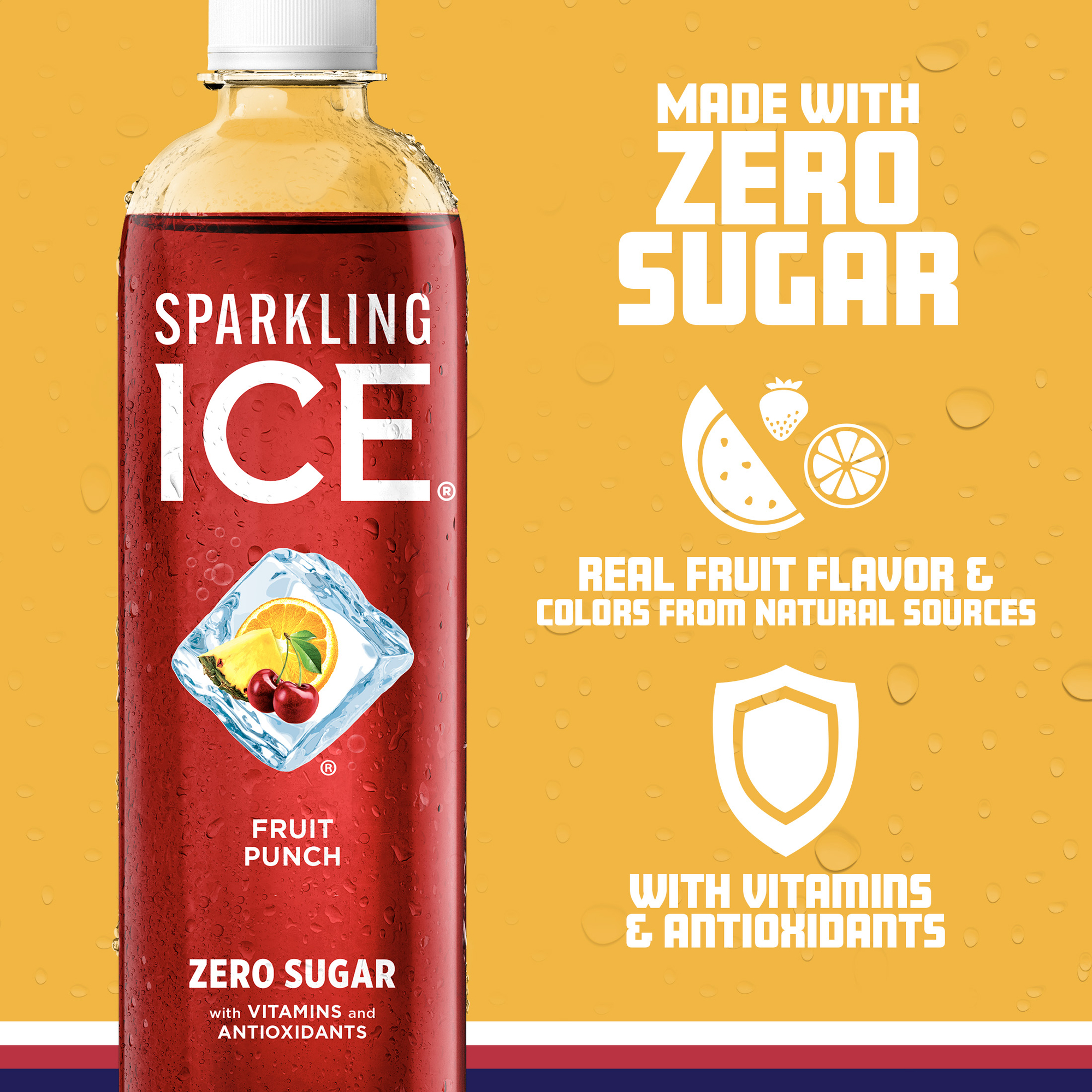 Sparkling Ice Zero Sugar Flavored Sparkling Water, Fruit Punch Sparkling Water, 17 fl oz Plastic Bottle, Allergens Not Contained thumbnail 3