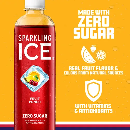 Sparkling Ice Zero Sugar Flavored Sparkling Water, Fruit Punch Sparkling Water, 17 fl oz Plastic Bottle, Allergens Not Contained thumbnail 3