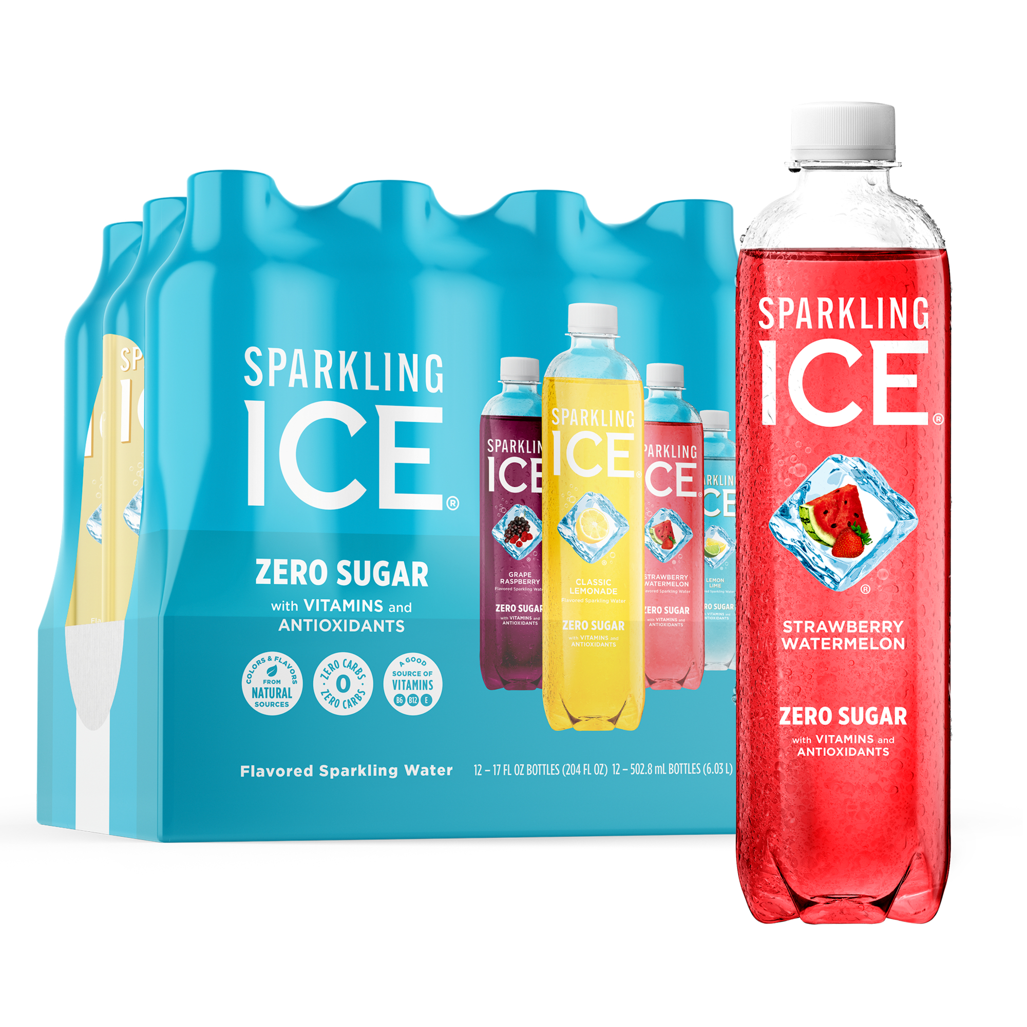 Sparkling Ice Blue Variety Pack, Flavored Sparkling Water, 17 fl oz, 12 count