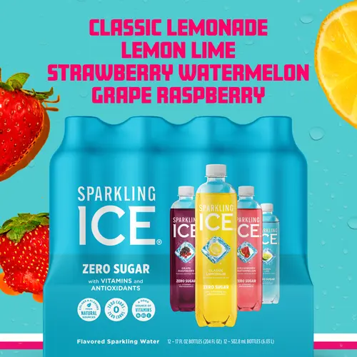 Sparkling Ice Blue Variety Pack, Flavored Sparkling Water, 17 fl oz, 12 count thumbnail 3