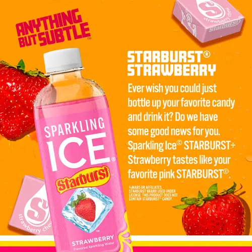 Sparkling Ice Starburst Strawberry Flavored Sparkling Water 17 fl oz Plastic Bottle thumbnail 2
