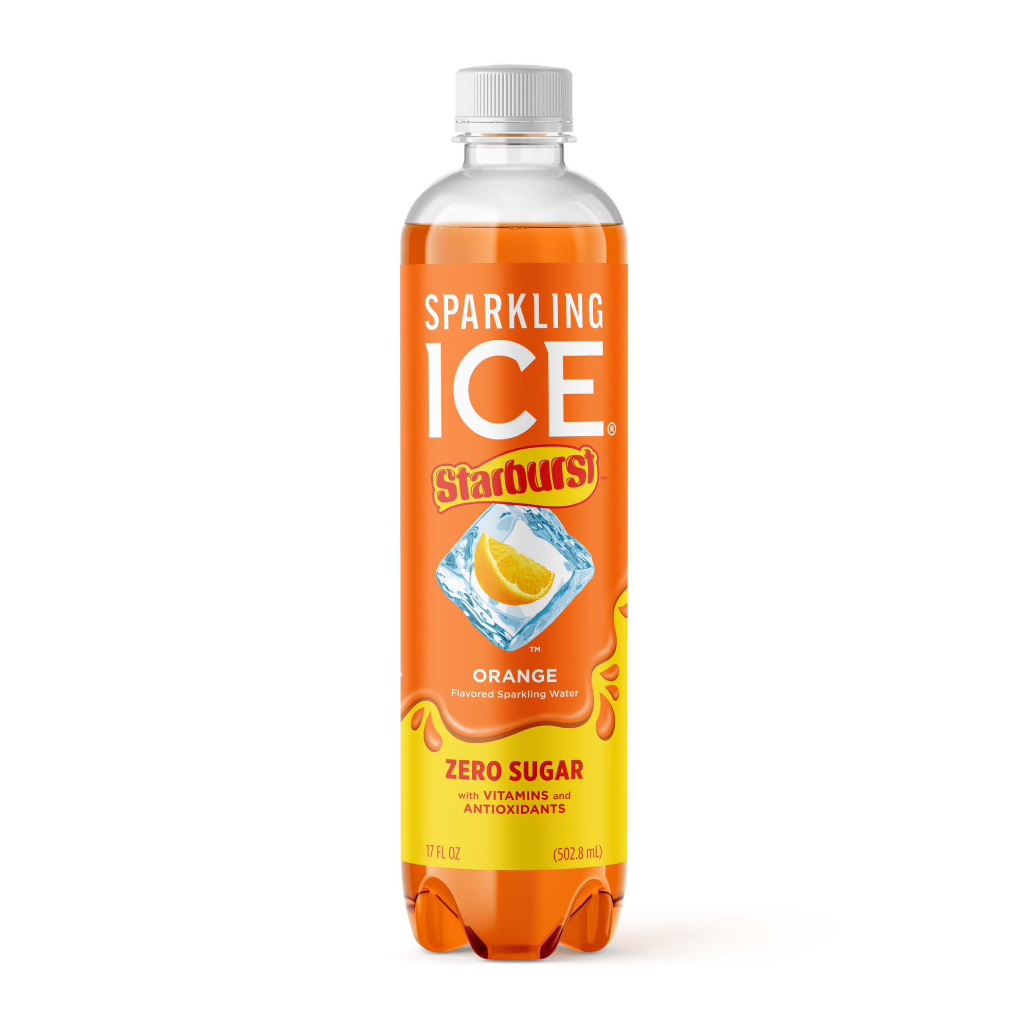 Sparkling Ice STARBURST Orange, Zero Sugar Flavored Sparkling Water, with Vitamins and Antioxidants, Low Calorie Beverage, 17 fl