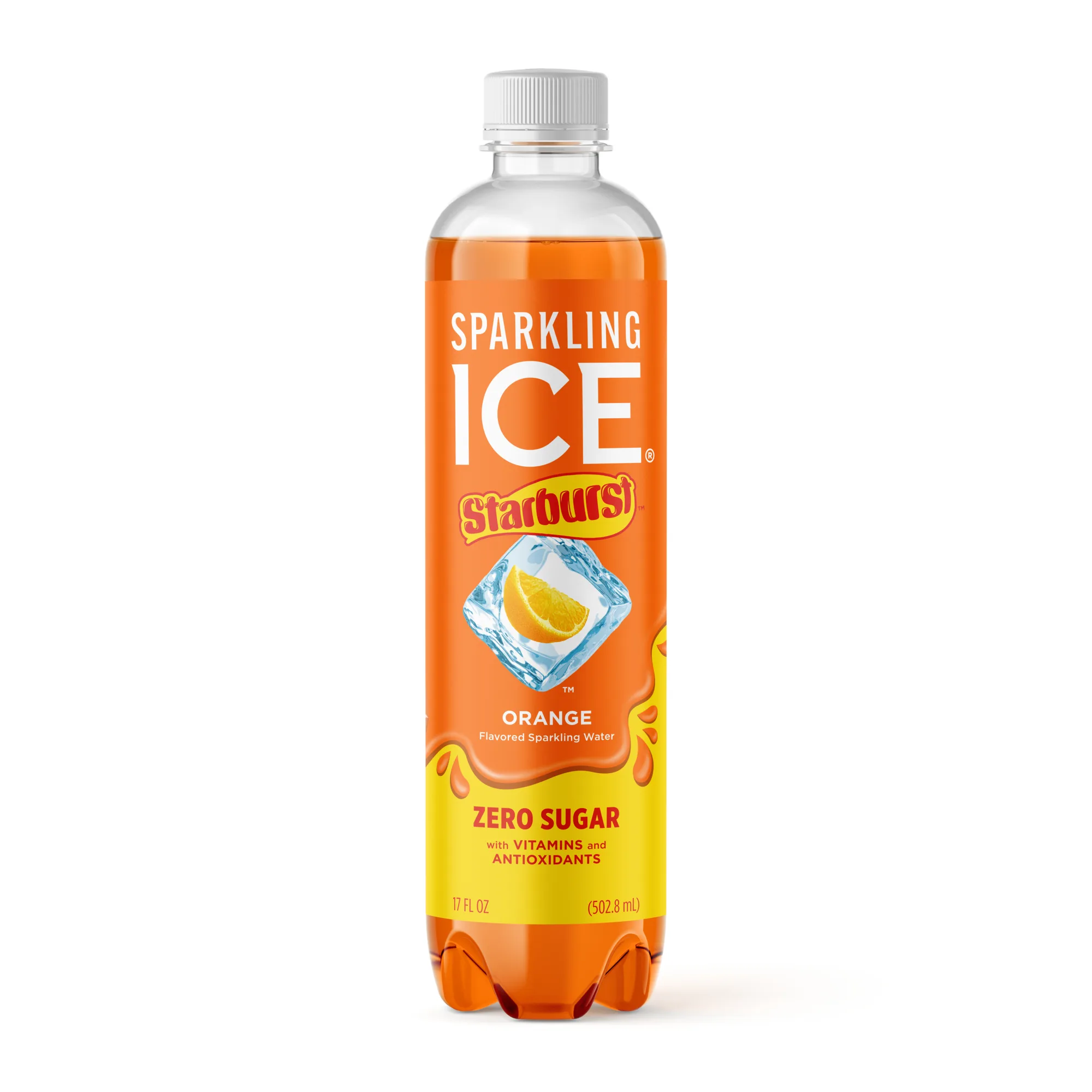 Sparkling Ice STARBURST Orange, Zero Sugar Flavored Sparkling Water, with Vitamins and Antioxidants, Low Calorie Beverage, 17 fl