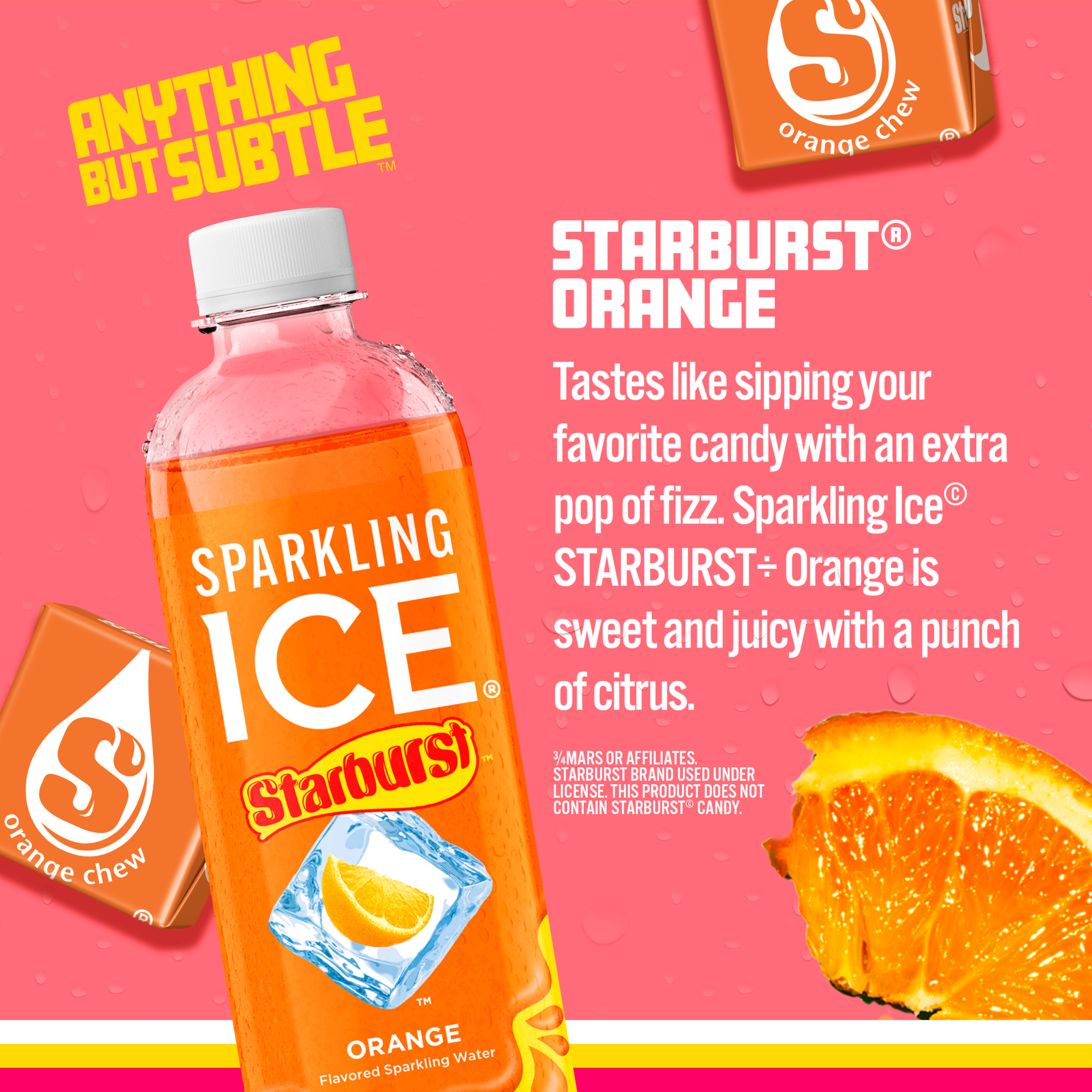 Sparkling Ice STARBURST Orange, Zero Sugar Flavored Sparkling Water, with Vitamins and Antioxidants, Low Calorie Beverage, 17 fl thumbnail 2