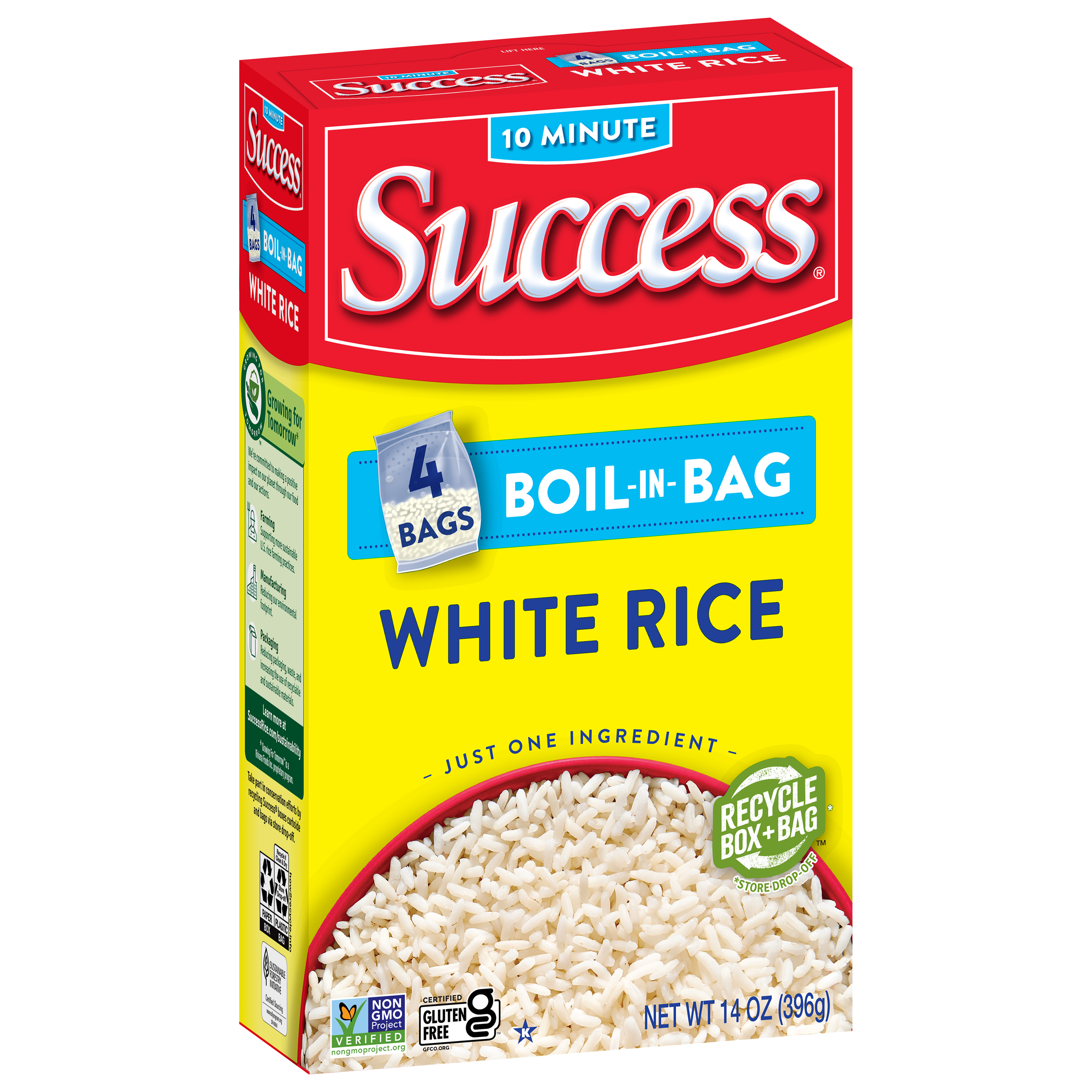 Success Boil-in-Bag Rice, Precooked White Rice, 14 oz, 4 Bags thumbnail 2