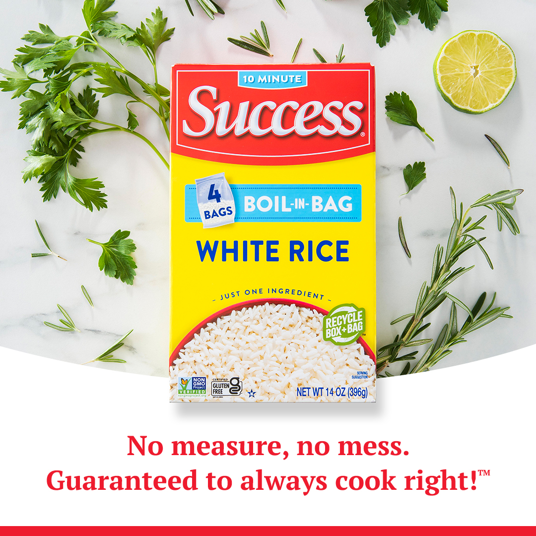 Success Boil-in-Bag Rice, Precooked White Rice, 14 oz, 4 Bags thumbnail 3