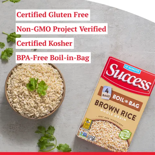 Success Boil-in-Bag Rice, Precooked Brown Rice, Gluten Free, Non-GMO, 4 Bags per Box thumbnail 4