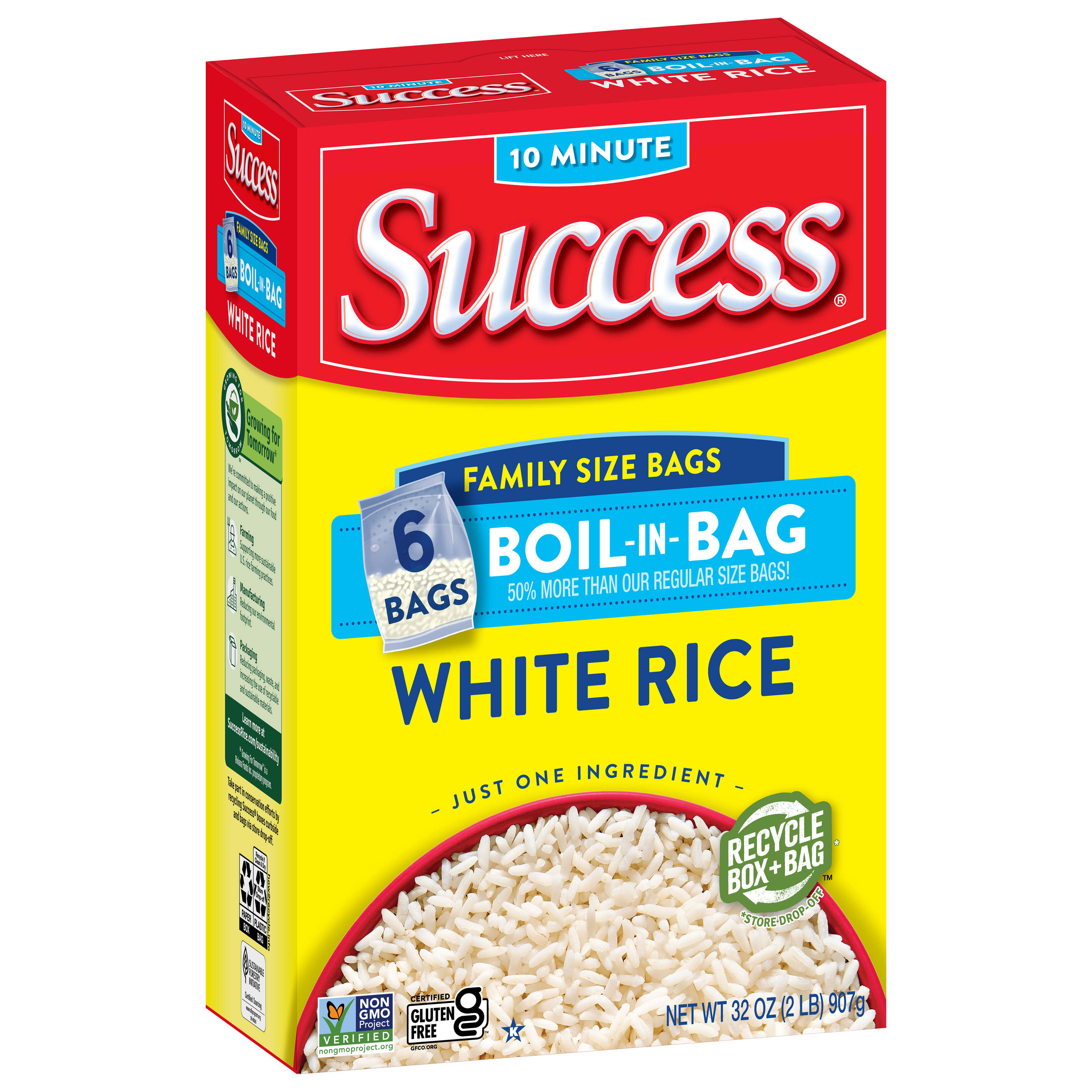 Success Boil-in-Bag Rice, Precooked Long Grain White Rice, Gluten Free, 32 oz, 6 Count thumbnail 2