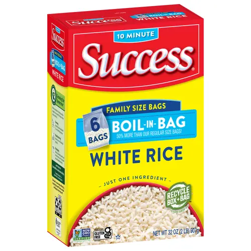 Success Boil-in-Bag Rice, Precooked Long Grain White Rice, Gluten Free, 32 oz, 6 Count thumbnail 2